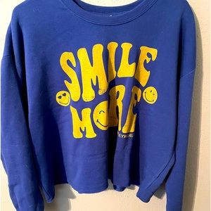 Smiley World Blue Cropped Sweatshirt